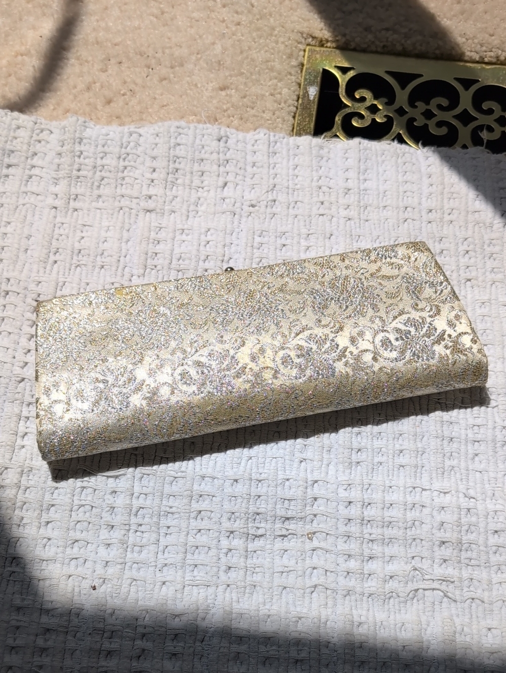 Elegant Gold Brocade Evening Clutch Vintage